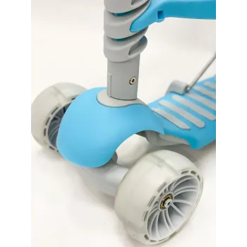 Cамокат 5в1 з батьківською ручкою сидінням бортиком Blue