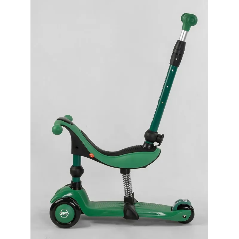 Cамокат 5в1для малюкив з сидінням батьківською ручкою Best Scooter Green