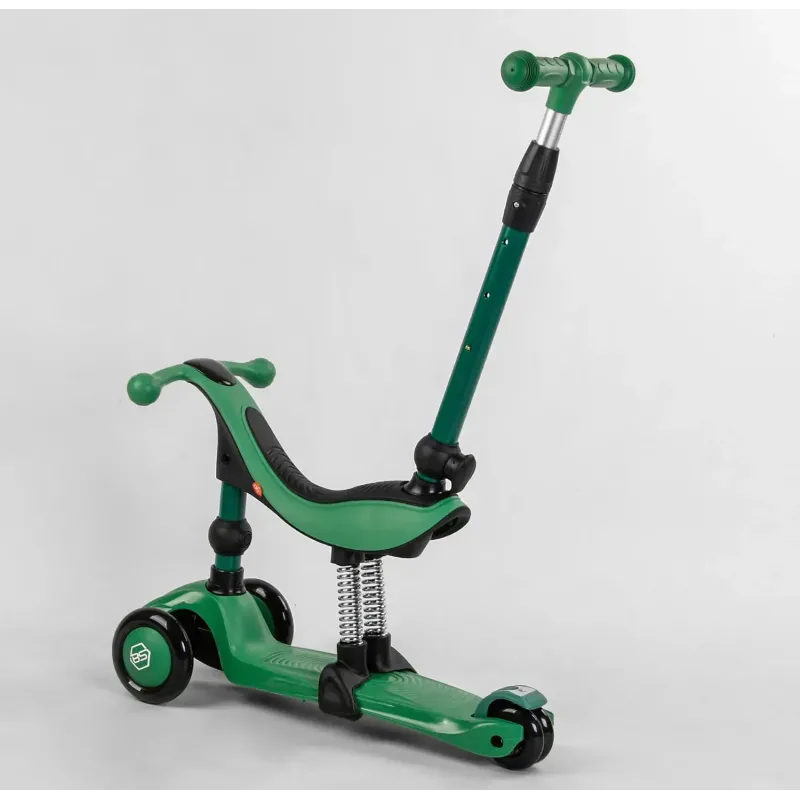 Cамокат 5в1для малюкив з сидінням батьківською ручкою Best Scooter Green