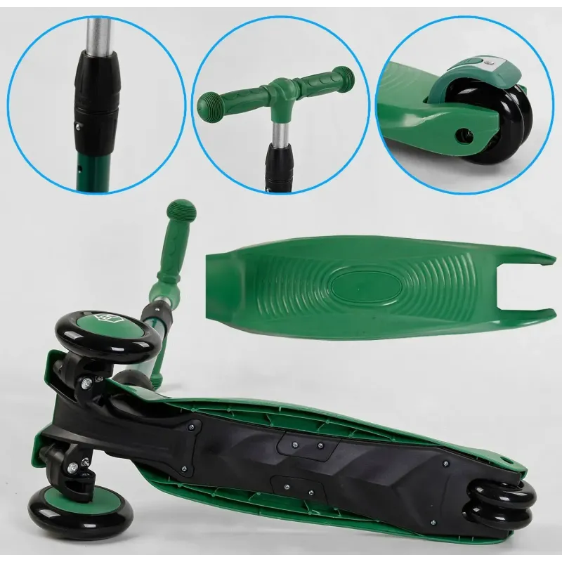 Cамокат 5в1для малюкив з сидінням батьківською ручкою Best Scooter Green