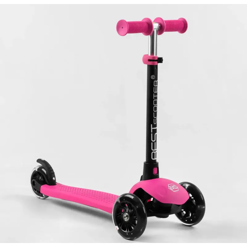Дитячий самокат 3в1 з сидінням батьківською ручкою Best Scooter Pink