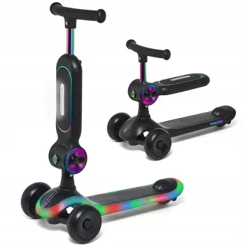 Дитячий самокат трансформер 2в1 Lumiloo LED Black/Neo Chrome