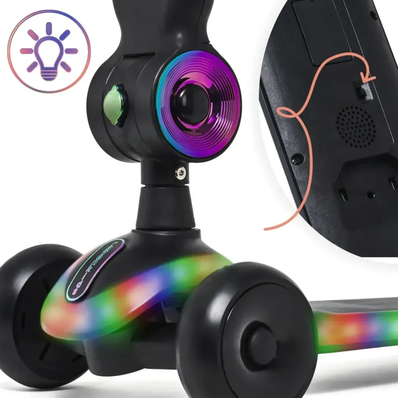 Дитячий самокат трансформер 2в1 Lumiloo LED Black/Neo Chrome