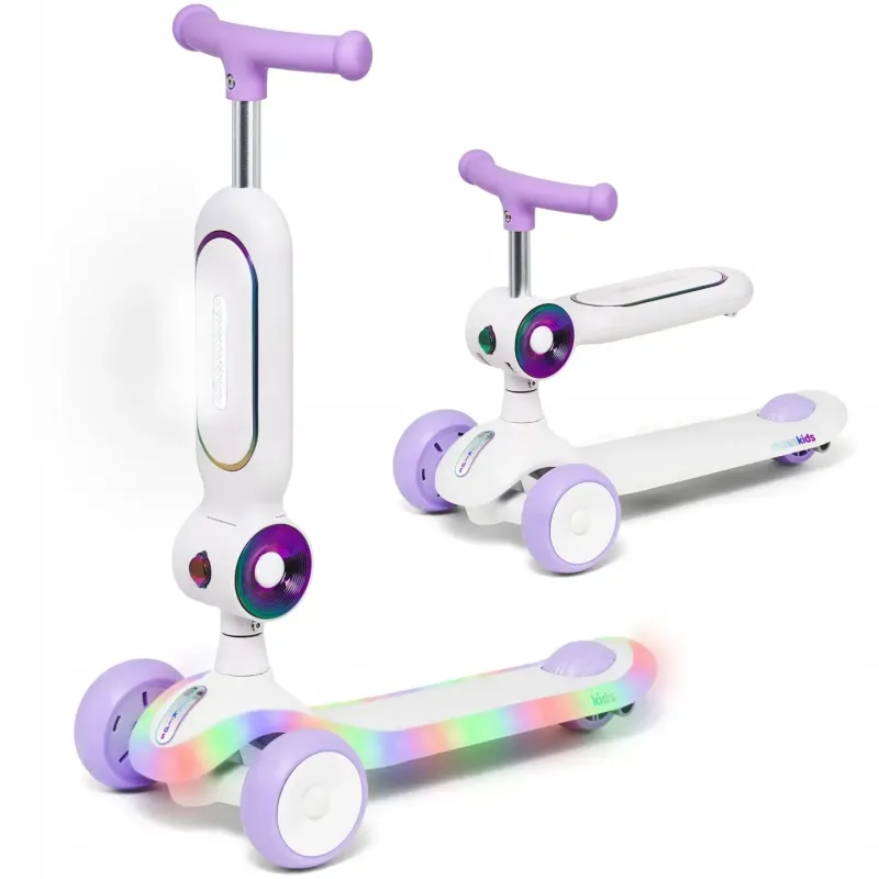 Дитячий самокат трансформер 2в1 Lumiloo LED White/Neo Chrome