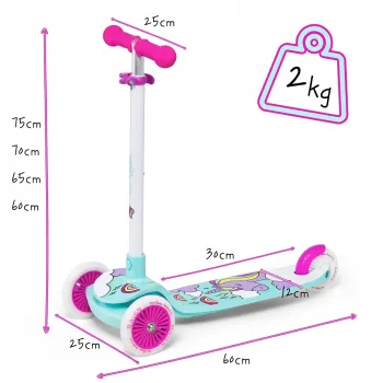 Дитячий самокат триколісний Raven Laviana LED Mint/Pink