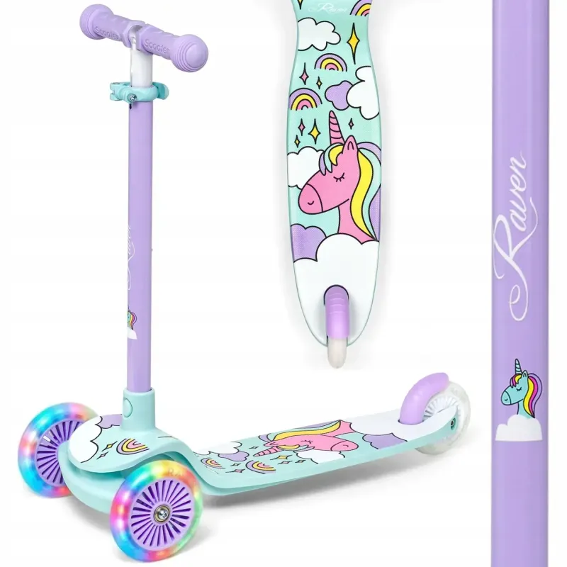 Дитячий самокат триколісний Raven Laviana LED Violet/Mint