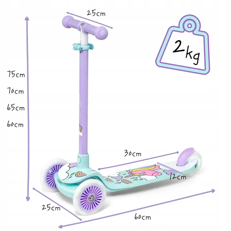 Дитячий самокат триколісний Raven Laviana LED Violet/Mint