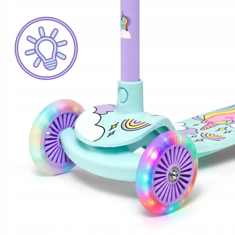 Дитячий самокат триколісний Raven Laviana LED Violet/Mint