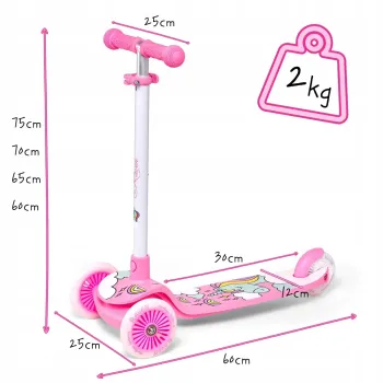 Дитячий самокат триколісний Raven Laviana LED White/Pink