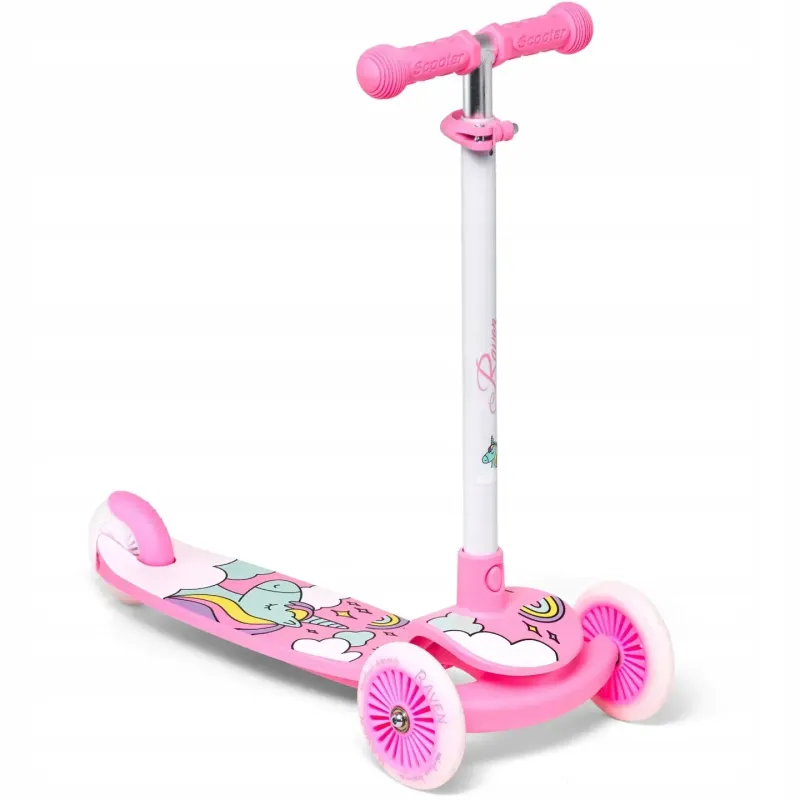 Дитячий самокат триколісний Raven Laviana LED White/Pink