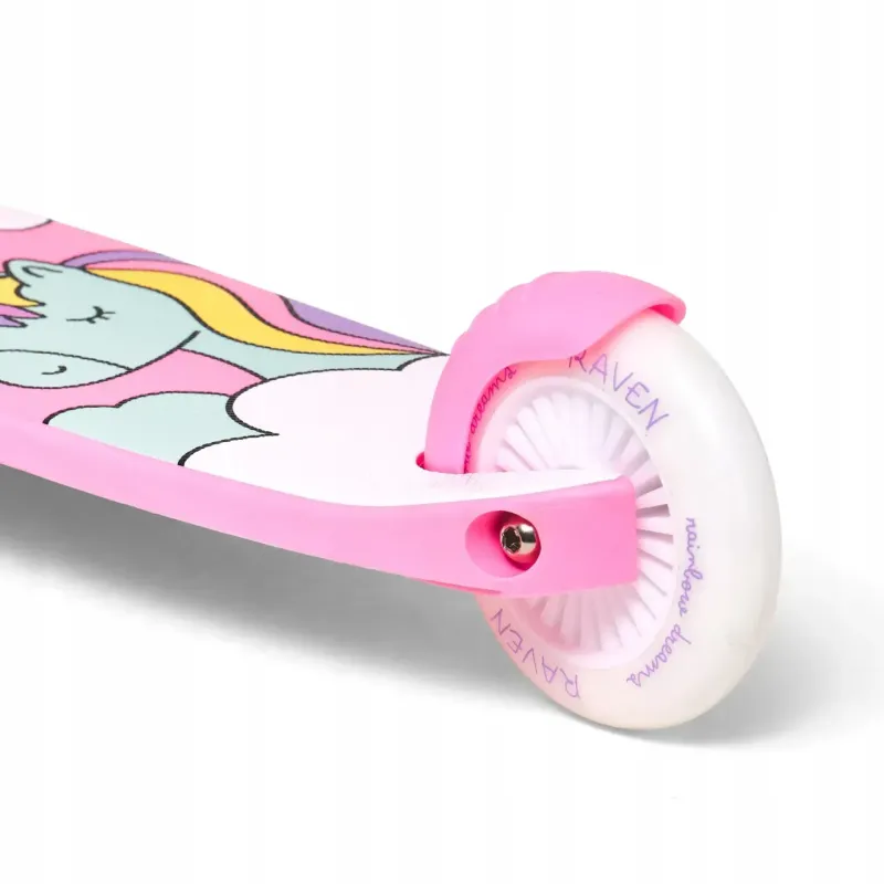 Дитячий самокат триколісний Raven Laviana LED White/Pink