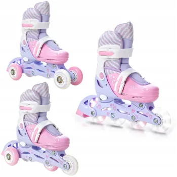 Дитячі ролики Raven Loret 3в1 LED Lila/Pink колеса розмір 27-30