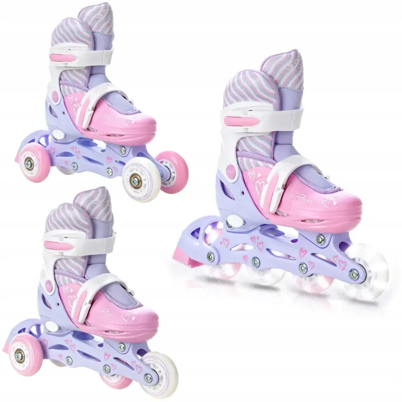 Дитячі ролики Raven Loret 3в1 LED Lila/Pink колеса розмір 27-30