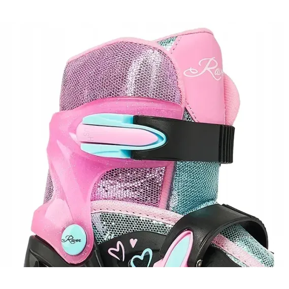 Дитячі ролики Raven Loret Glitter Black/Mint/Pink LED колеса розмір 27-30