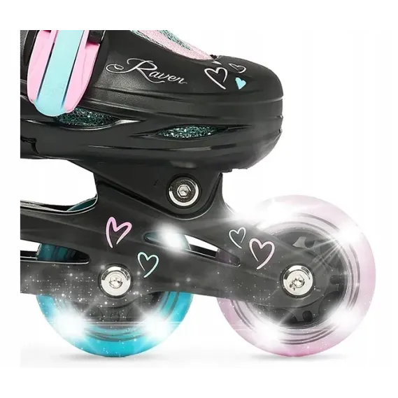 Дитячі ролики Raven Loret Glitter Black/Mint/Pink LED колеса розмір 27-30