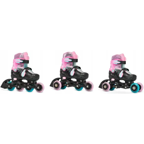 Дитячі ролики Raven Loret Glitter Black/Mint/Pink LED колеса розмір 27-30