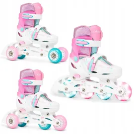 Дитячі ролики Raven Loret Glitter White/Mint/Pink LED колеса розмір 27-30