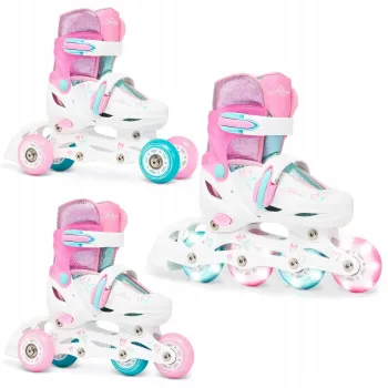 Дитячі ролики Raven Loret Glitter White/Mint/Pink LED колеса розмір 27-30