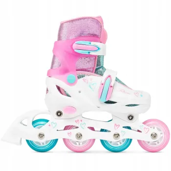 Дитячі ролики Raven Loret Glitter White/Mint/Pink LED колеса розмір 27-30