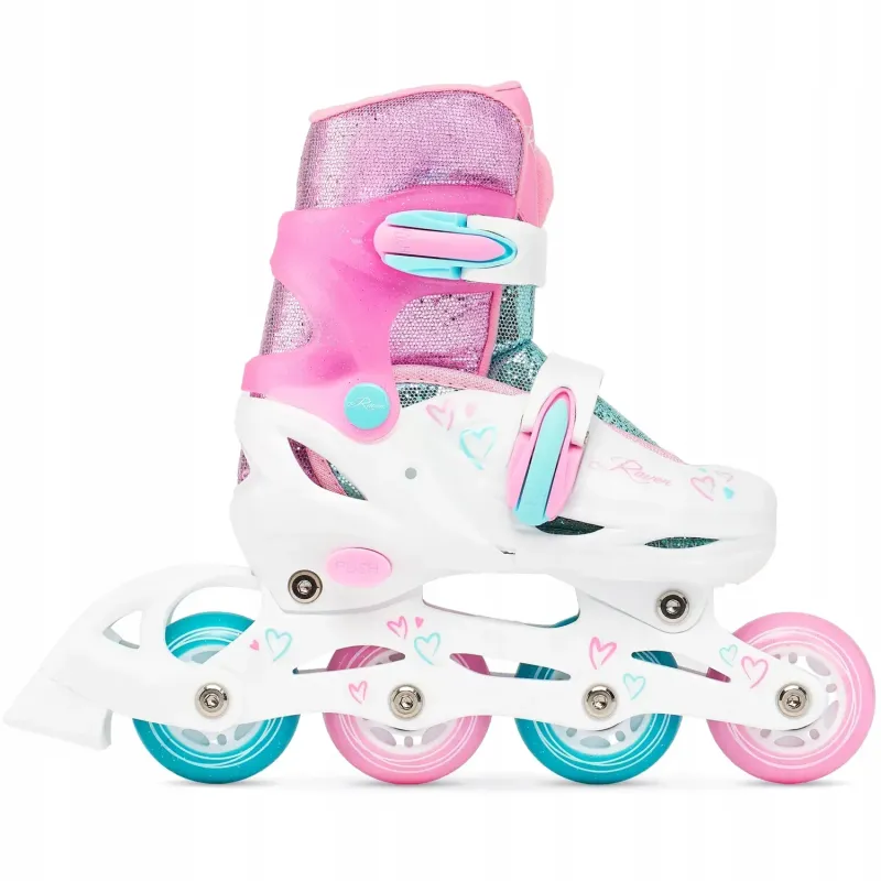 Дитячі ролики Raven Loret Glitter White/Mint/Pink LED колеса розмір 27-30