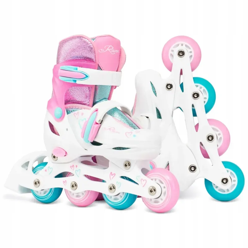 Дитячі ролики Raven Loret Glitter White/Mint/Pink LED колеса розмір 27-30