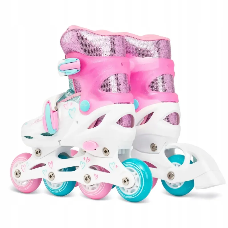 Дитячі ролики Raven Loret Glitter White/Mint/Pink LED колеса розмір 27-30