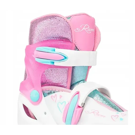 Дитячі ролики Raven Loret Glitter White/Mint/Pink LED колеса розмір 27-30