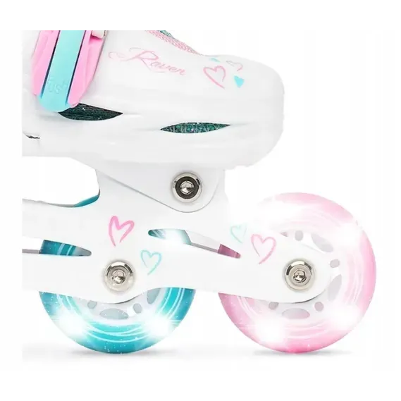Дитячі ролики Raven Loret Glitter White/Mint/Pink LED колеса розмір 27-30