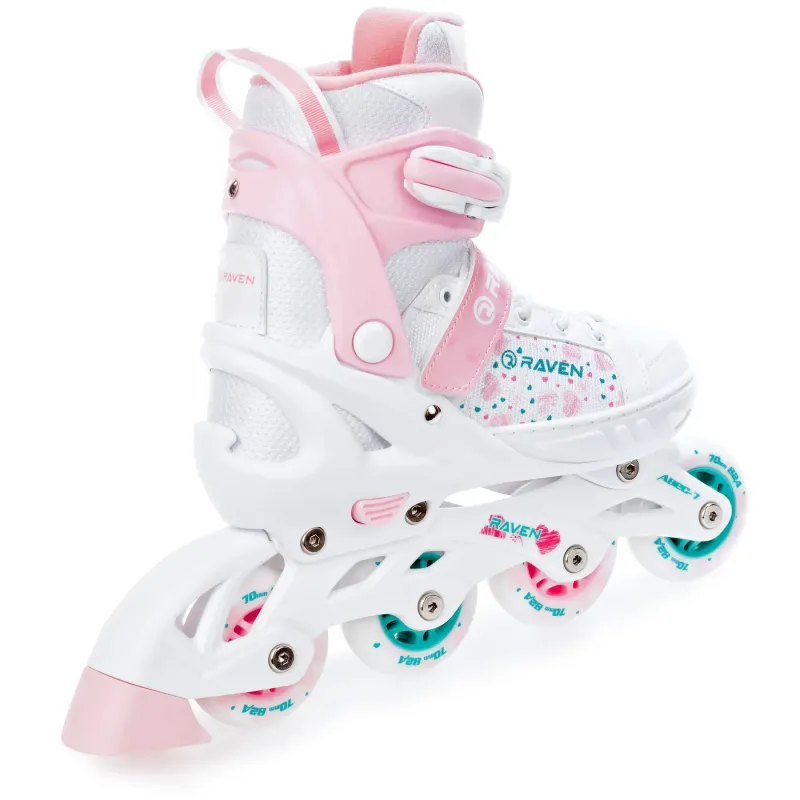 Дитячі ролики Raven Rosi White/Pink LED розмір 28-31