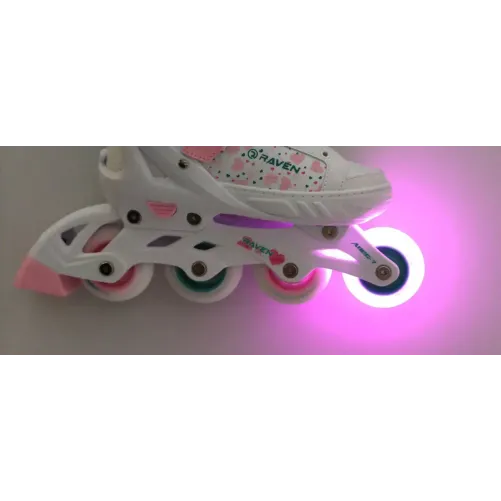 Дитячі ролики Raven Rosi White/Pink LED розмір 28-31