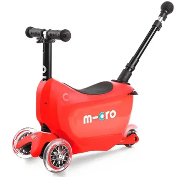 Самокат 3 в 1 з батьківською ручкою Micro Mini2go Deluxe Plus Червоний