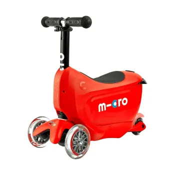 Самокат 3 в 1 з батьківською ручкою Micro Mini2go Deluxe Plus Червоний