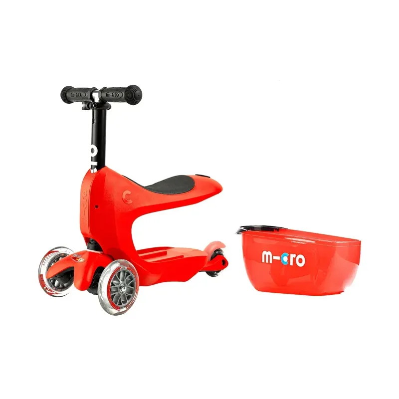 Самокат 3 в 1 з батьківською ручкою Micro Mini2go Deluxe Plus Червоний