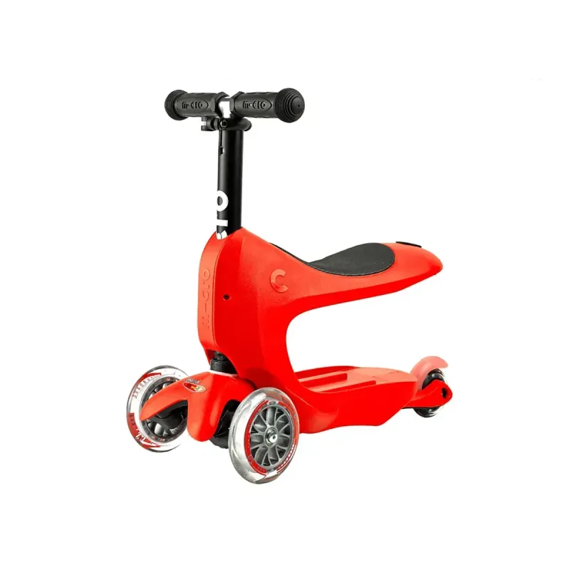 Самокат 3 в 1 з батьківською ручкою Micro Mini2go Deluxe Plus Червоний