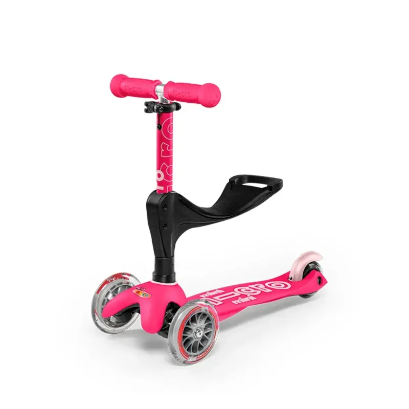 Самокат 5в1 з батьківською ручкою Micro Mini 3in1 Deluxe Plus Рожевий