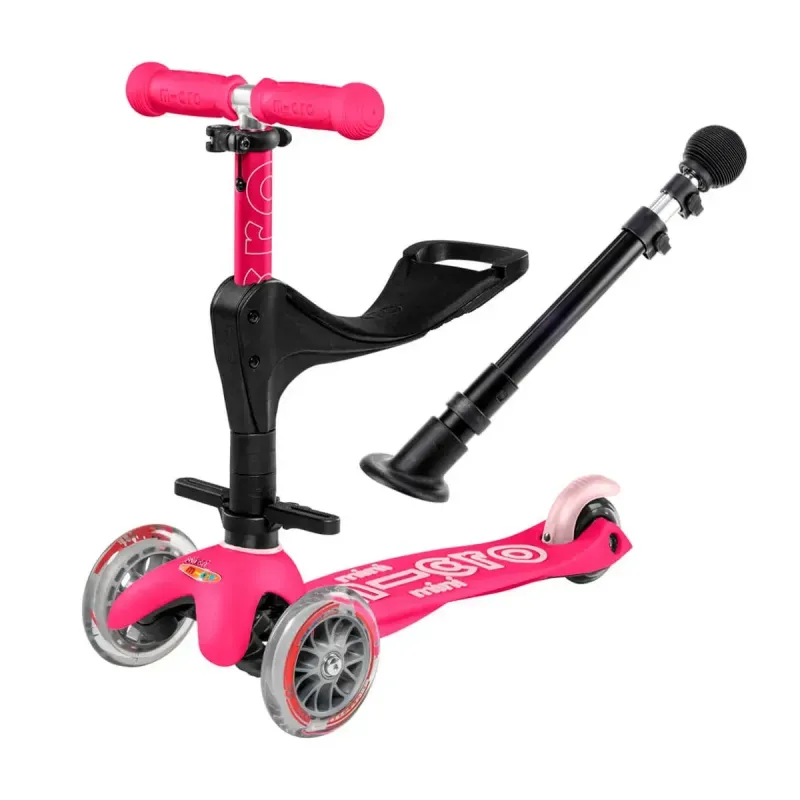 Самокат 5в1 з батьківською ручкою Micro Mini 3in1 Deluxe Plus Рожевий