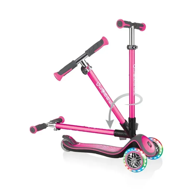 Самокат дитячий Globber Elite Deluxe Lights Pink
