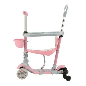 Самокат для малюків 5в1 з бортиком ручкою сидінням Pink