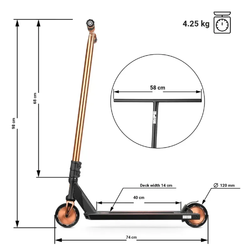 Самокат трюковий Hipe H9 Black/Bronze 120 мм