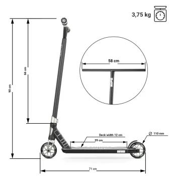 Трюковий самокат Hipe H10 Black/White 110 мм