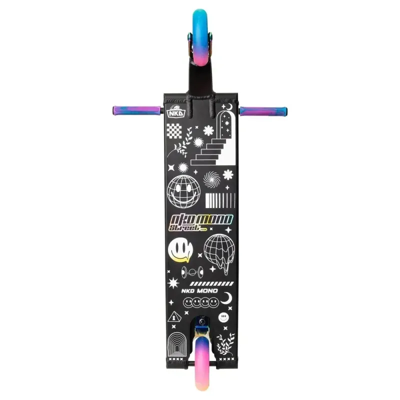 Трюковий самокат NKD Mono Scooter Black/Rainbow 115 мм