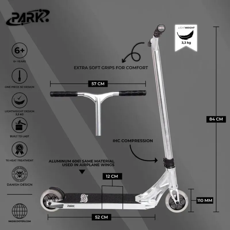 Трюковий самокат NKD Park Scooter Silver 110 мм